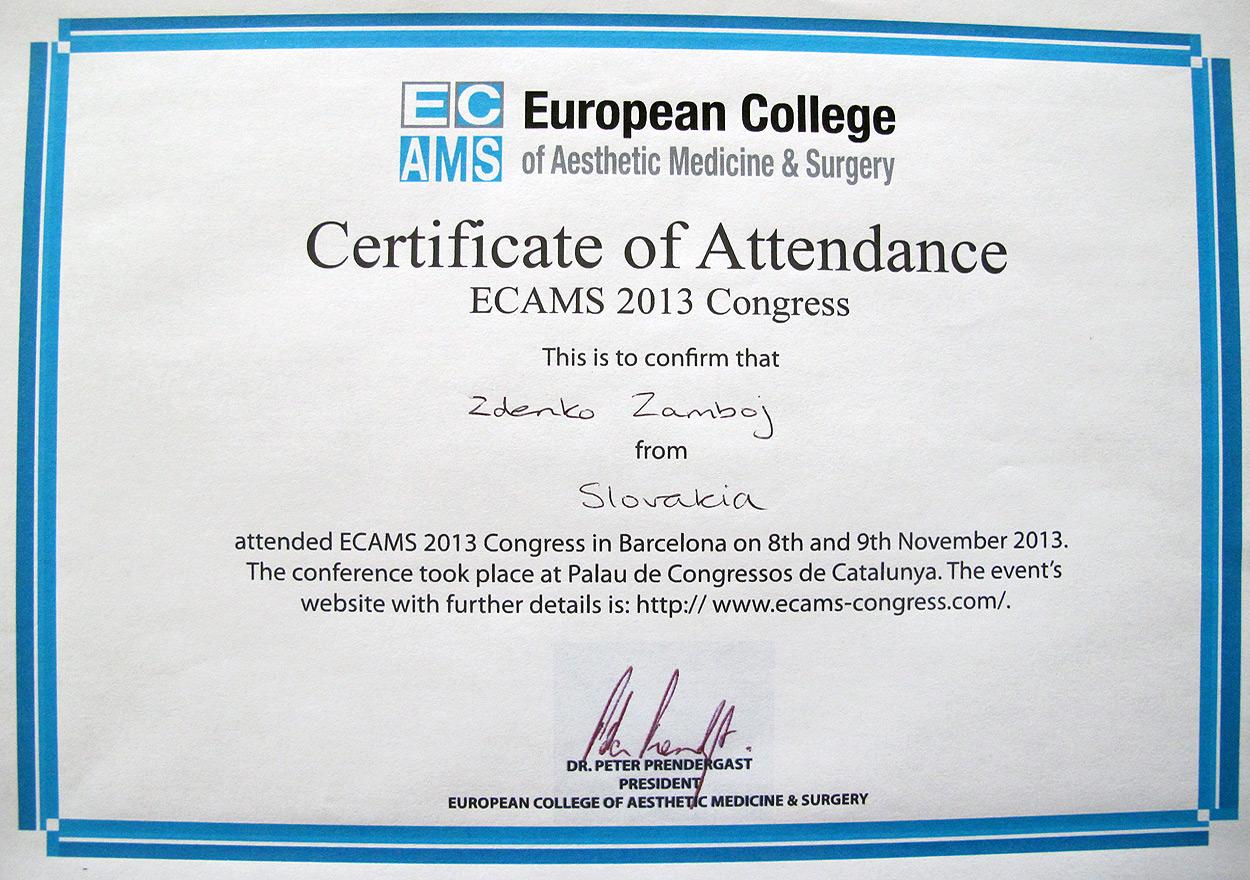 Certifikát Conference Catalunya